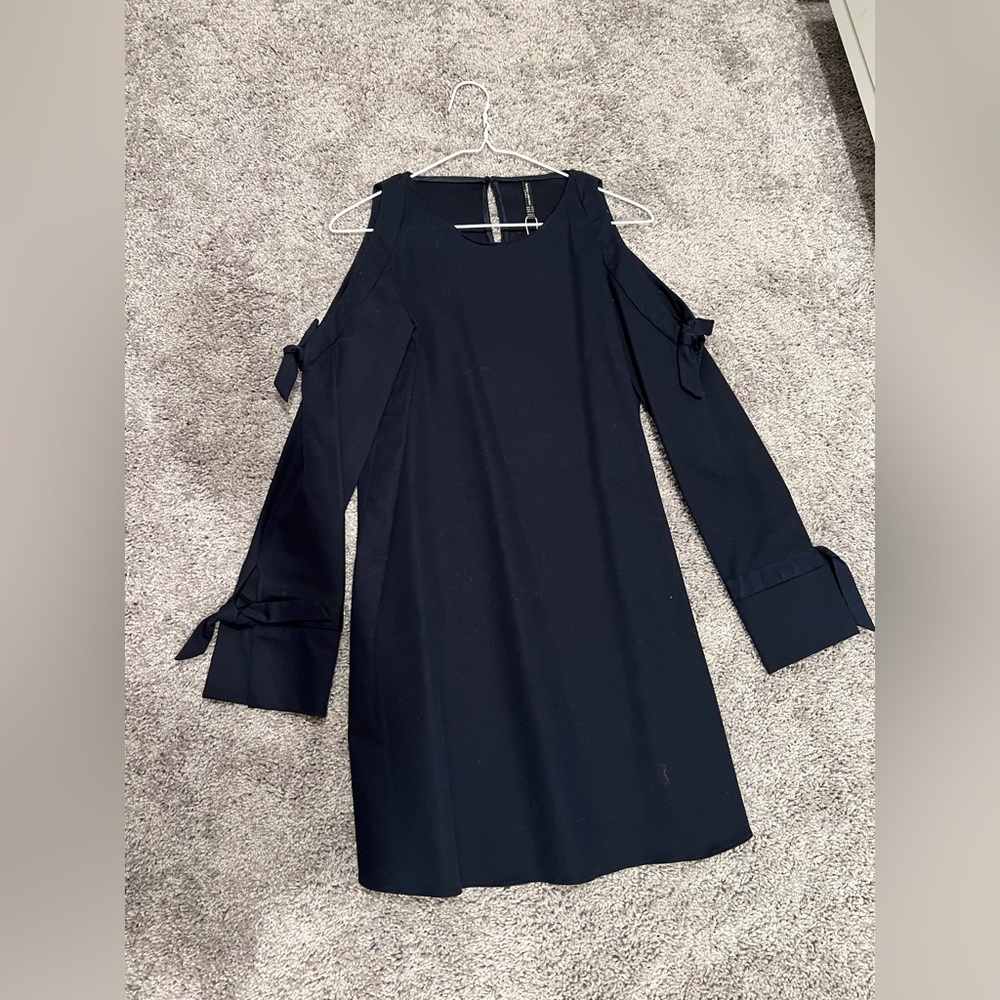 NWT - Zara Trafaluc Long Sleeve Cold Shoulder Dress Navy